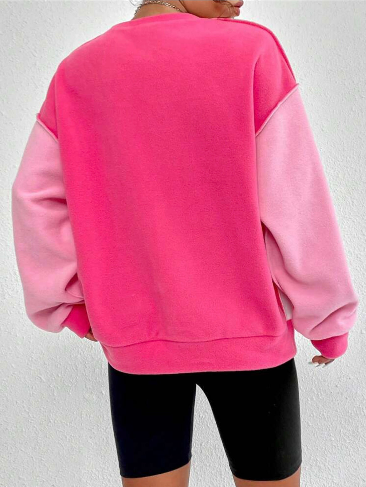 Pink Color Block Sweatshirt